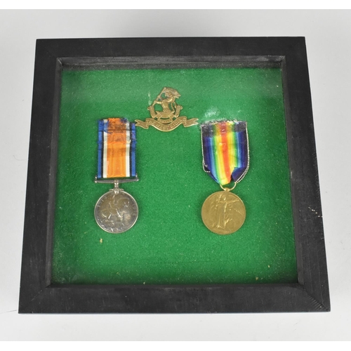 117 - A Military Badge and Two WWI Medals Awarded to No 18518 Pte S Fox, West Riding Regiment who was Kill... 