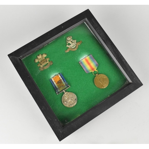 118 - A Framed Collection of Two WWI Medals Awarded to No 43361 Private Arthur Tattershall, West Riding Re... 