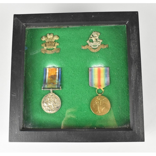 118 - A Framed Collection of Two WWI Medals Awarded to No 43361 Private Arthur Tattershall, West Riding Re... 