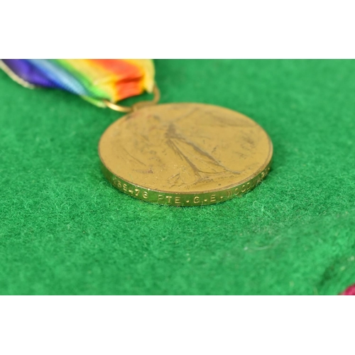 122 - A Single WWI Medal and Military Badge for No.235476 Pte G E Woodward, West Riding Regiment, With Pri... 