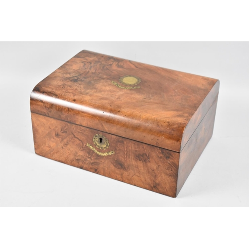 1 - A 19th Century Burr Walnut Ladies Work Box with Brass Inlaid Hinged Lid to Fitted Interior with Remo... 