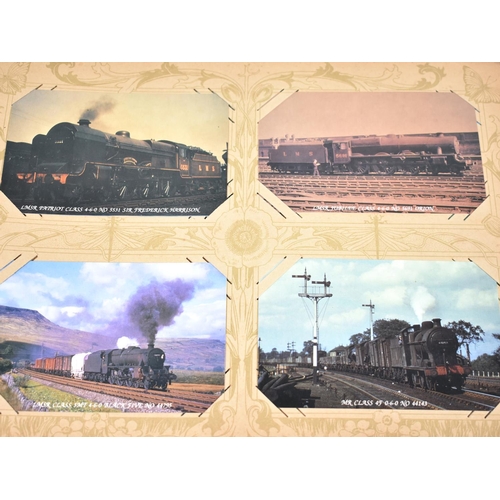 108 - A French Postcard Album Containing Mixed British Postcards to Include Railways, Boats, Steam Engines... 