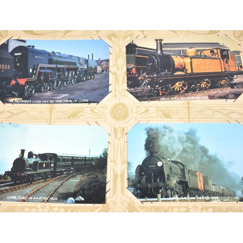 108 - A French Postcard Album Containing Mixed British Postcards to Include Railways, Boats, Steam Engines... 