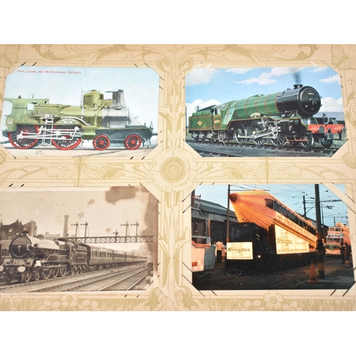 108 - A French Postcard Album Containing Mixed British Postcards to Include Railways, Boats, Steam Engines... 