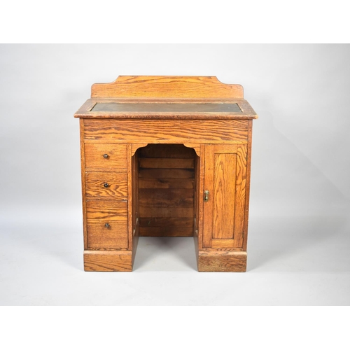 110 - A Victorian Pitch Pine Clerk's Desk with Sloping Hinged Lid to Interior Store, Three Drawers and Cup... 