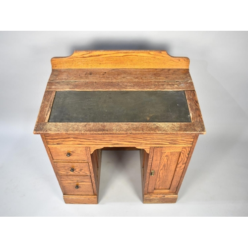 110 - A Victorian Pitch Pine Clerk's Desk with Sloping Hinged Lid to Interior Store, Three Drawers and Cup... 