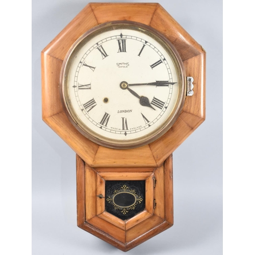 126 - An Edwardian Octagonal Drop Dial Wall Clock, Smiths Enfield