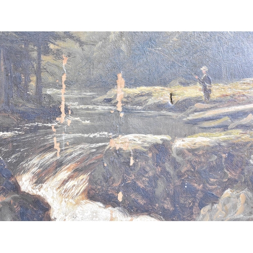 127 - A Gilt Framed Oil on Canvas Depicting Fly Fisherman at River, Signed Thomas Spinks 1890, Condition I... 