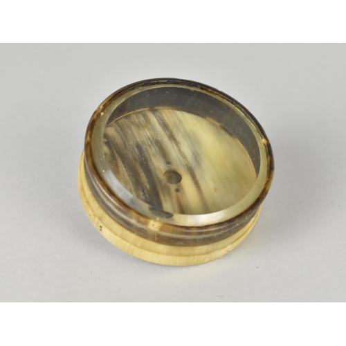 17 - A Victorian Horn and Cairngorm Stone Mounted Scottish Snuff Box, Circular Form with Central Faceted ... 