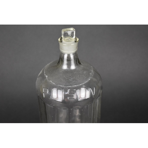 32 - An Early 20th Century Glass Poison Bottle with Glass Stopper, 35cm High