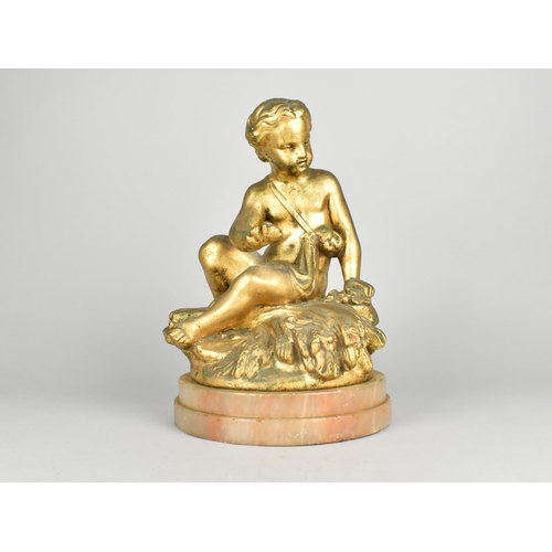 34 - A Mid 20th Century French Style Gilt Plaster Table Lamp Base  in the Form of a Cherub Seated on Sack... 