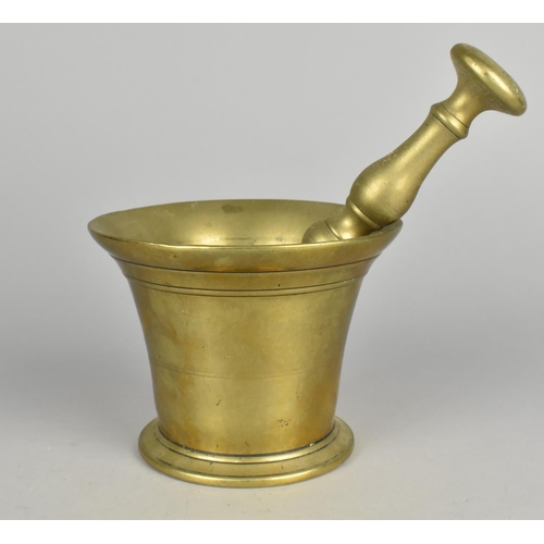 38 - A 19th Century Brass Pestle and Mortar, 12cm Diameter