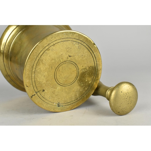 38 - A 19th Century Brass Pestle and Mortar, 12cm Diameter