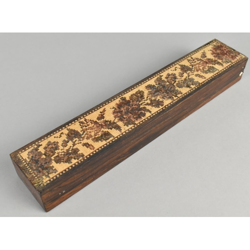 4 - A 19th Century Rosewood Pen Box, Removable Lid with Tunbridge Ware Micromosaic Panel, 23cm Long