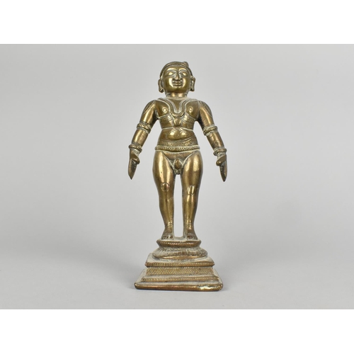 40 - A Late 19th/Early 20th Century Indian Brass Temple Figure Probably Shiva, 16cm High