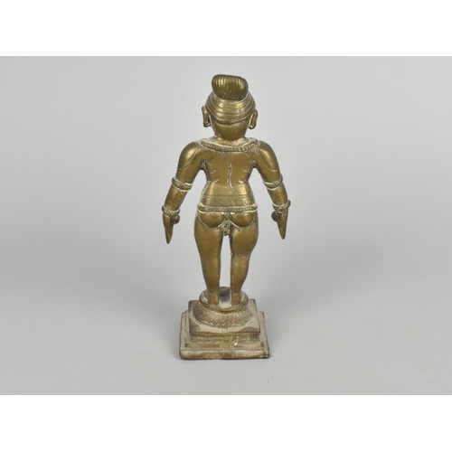 40 - A Late 19th/Early 20th Century Indian Brass Temple Figure Probably Shiva, 16cm High