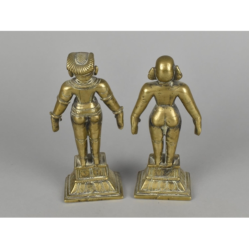 41 - A Pair of Indian Brass Temple Figures, Probably Shiva and Wife, 13cm High