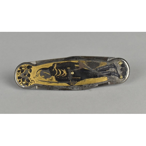 44 - A Swedish Pen Knife by HH, Eskilstuna, the Front Scale Decorated with Hussar and the Other a Fruitin... 