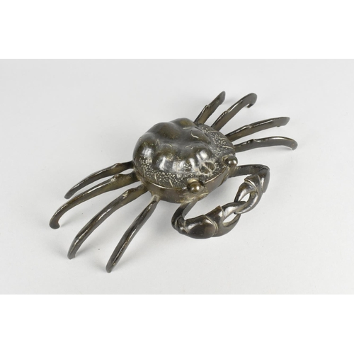 46 - A Large Bronzed Spelter Study of Crab, 23cm Wide