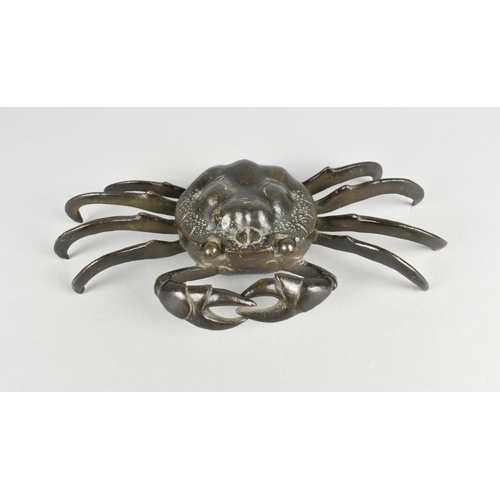 46 - A Large Bronzed Spelter Study of Crab, 23cm Wide