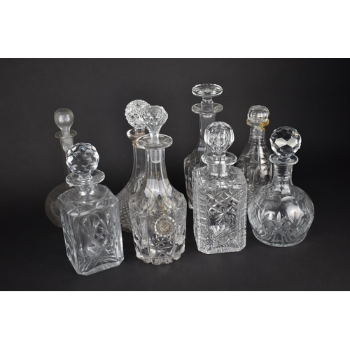 475 - A Collection of Various Cut Glass Decanters to Comprise Spirit Decanter etched 