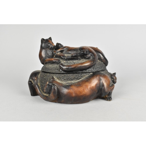 48 - A Modern Cast Resin Novelty Bowl by Paul Jenkins Decorated in High Relief with Cats, 16cm Wide