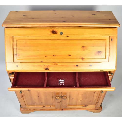 497 - A Modern Pine Fall Front Bureau by Regent Pine, 92cm Wide