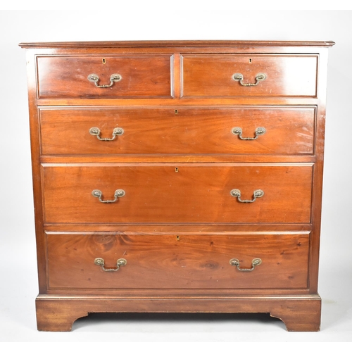 499 - An Edwardian Mahogany Chest of Two Short and Three Long Drawers, Bracket Feet, 107cm Wide