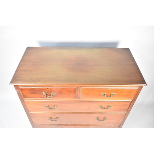 499 - An Edwardian Mahogany Chest of Two Short and Three Long Drawers, Bracket Feet, 107cm Wide