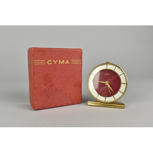 5 - A Vintage Cyma Travelling Alarm Clock in Original Box with Instruction Leaflet, Working Order, 6.5cm... 