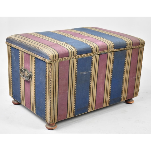 504 - A Modern Upholstered Box Stool with Side Carry Handles, 55cm Wide