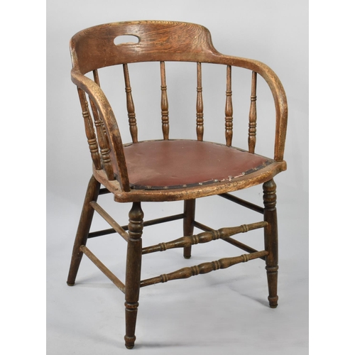 505 - An Edwardian Spindle Back Office Tub Chair