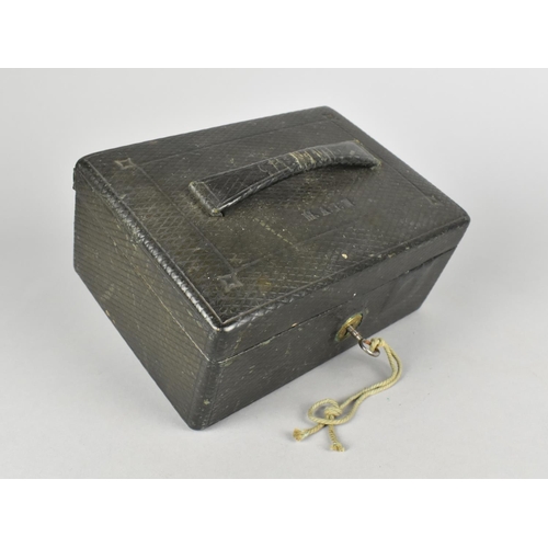 51 - A Late Victorian/Edwardian Leather Covered Box with Green Velvet Lined Interior, by Chubb and Son, C... 