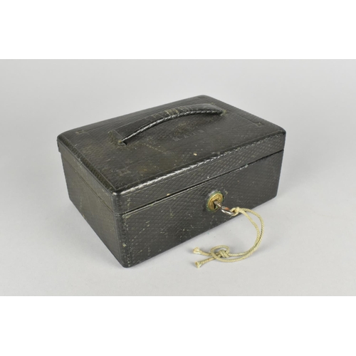 51 - A Late Victorian/Edwardian Leather Covered Box with Green Velvet Lined Interior, by Chubb and Son, C... 