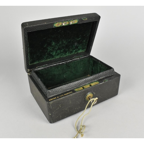 51 - A Late Victorian/Edwardian Leather Covered Box with Green Velvet Lined Interior, by Chubb and Son, C... 