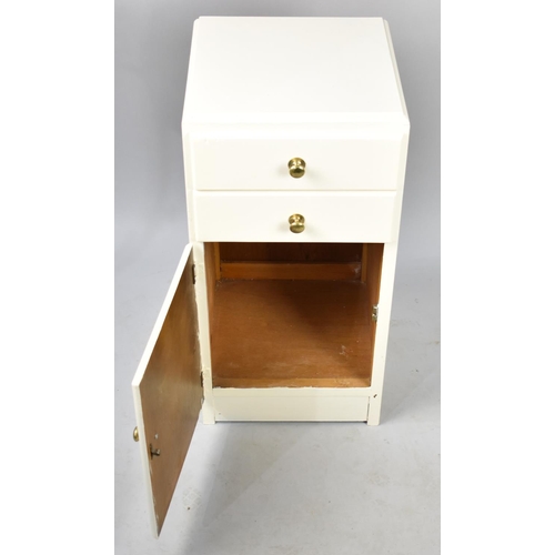 517 - A Late 20th Century White Painted Two Drawer Side Cabinet, 34cm Wide