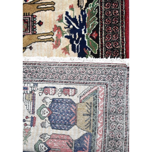 518 - A Late 20th Century Pattern Rug Decorated with Camels and Praying Arabs, 103x143cm