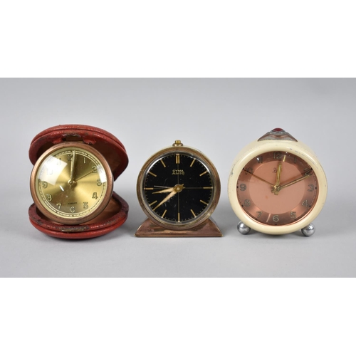 52 - A Collection of Three Small Travel Alarm Clocks, Working