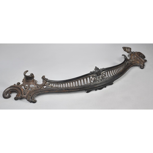 523 - Art Nouveau Cast Iron Bow Fronted Fire with Scrolled Head, 132cm wide