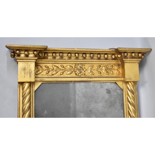 55 - A 19th Century Gilt Framed Pier Mirror with Barley Twist Pilasters, 68 x 57cms