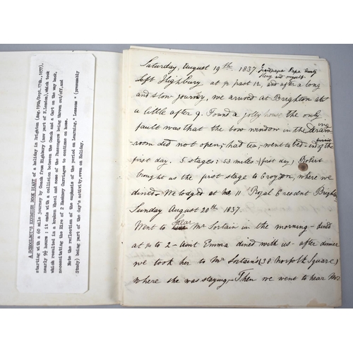 57 - An Early 19th Century Schoolboy's Diary of a Holiday in Brighton, August-September 1837