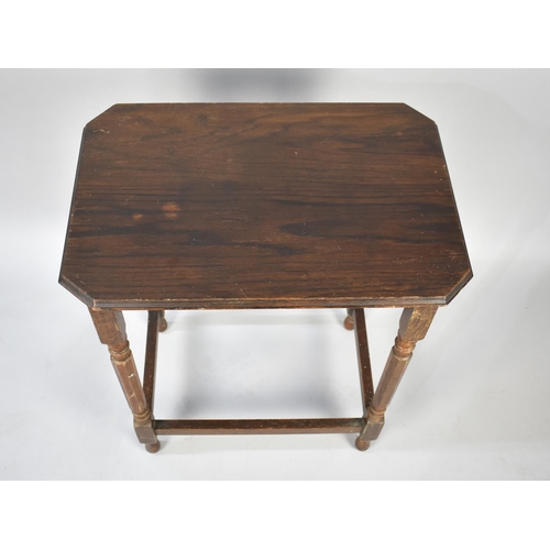 64 - A Mid 20th Century Oak Rectangular Topped Occasional Table with Stretcher Shelf, 57cm Long