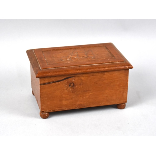 66 - A WWI Teak Box Decorated with Santa Maria and Having Inner Label 'From the Teak of HMS Iron Duke, Ad... 