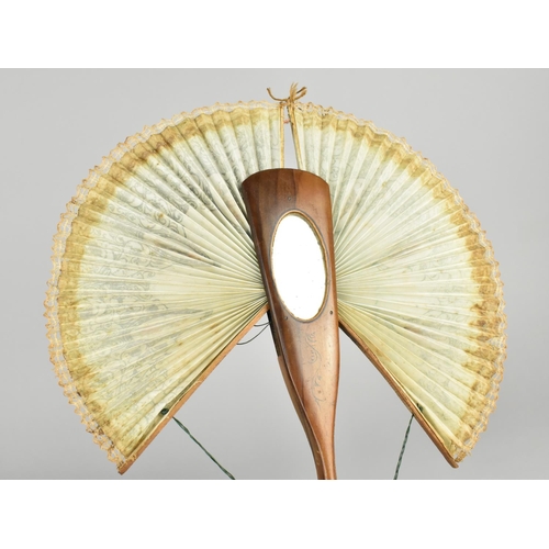 7 - A Late 19th Century Italian Olive Wood Ladies Fan Inscribed 