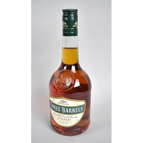 74 - A Single Bottle Three Barrels French Brandy