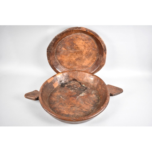 95 - A 19th Century Carved Elm Twin Handled Shallow Bowl Together with a Shallow Sycamore Bowl, both with... 