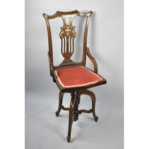 98 - An Edwardian Inlaid Ladies Music Chair