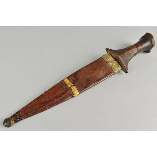 99 - An African Dagger with Animal Skin Scabbard, AF, 30cm Long