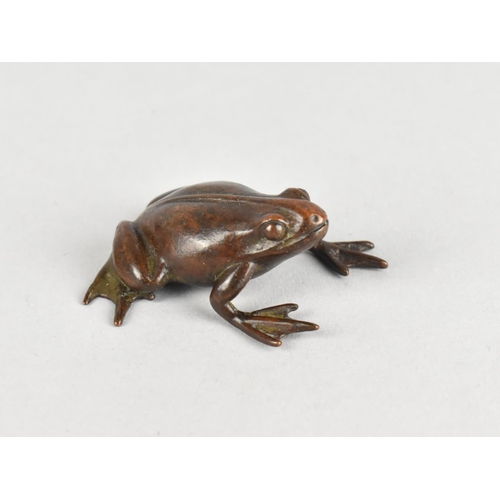 100 - A Small Patinated Bronze Study of a Frog, Seal Mark to Base, 5cms Long