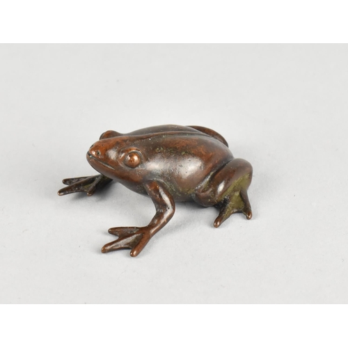 100 - A Small Patinated Bronze Study of a Frog, Seal Mark to Base, 5cms Long